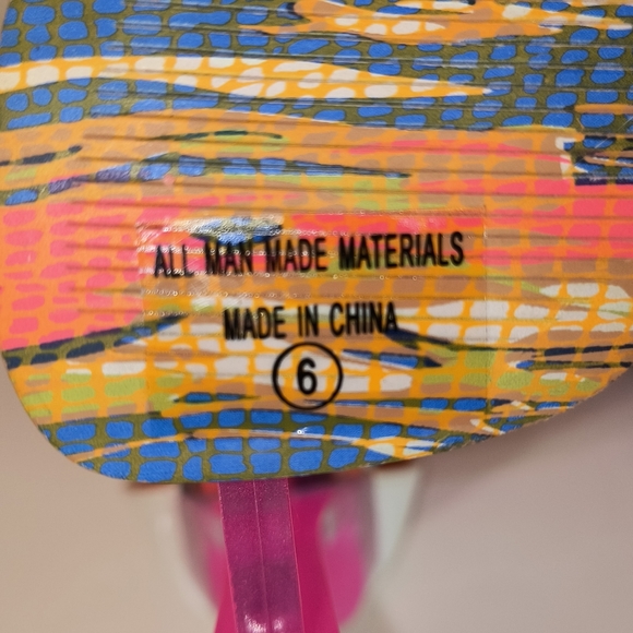 FRH Multicolor Pink White and Orange Acrylic heel Paten Leather Wedge size 6 - Picture 4 of 12